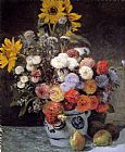 Mixed Flowers In An Earthware Pot by Pierre Auguste Renoir